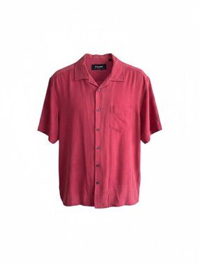 J. Campbell Los Angeles Men's Red 100% Silk Shirt Short Sleeve Vintage Disco M